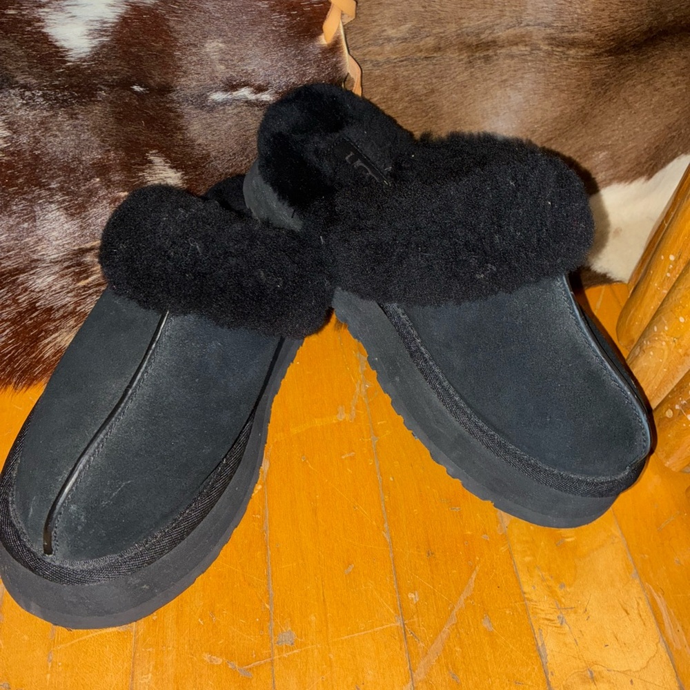 UGG Black Shearling Slippers